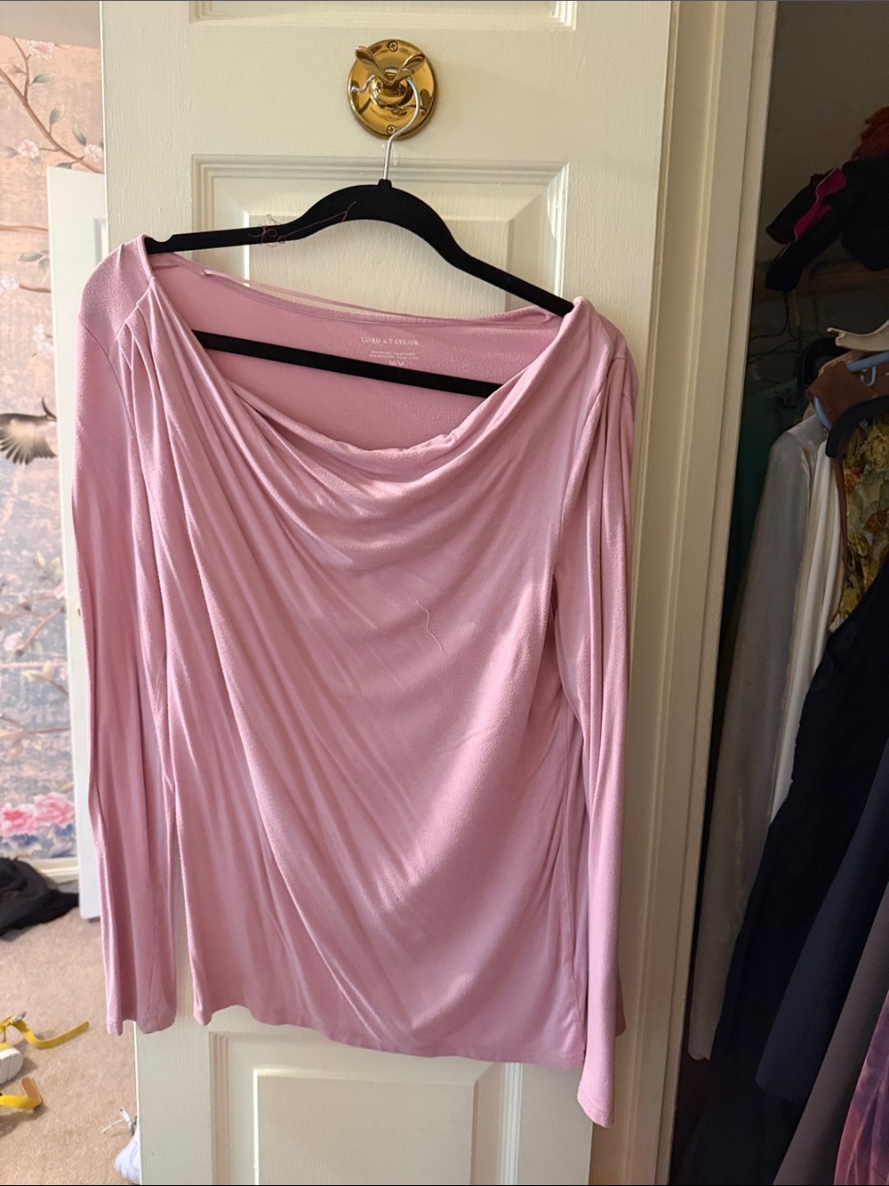 Dusty Pink Draped Long Sleeve Top